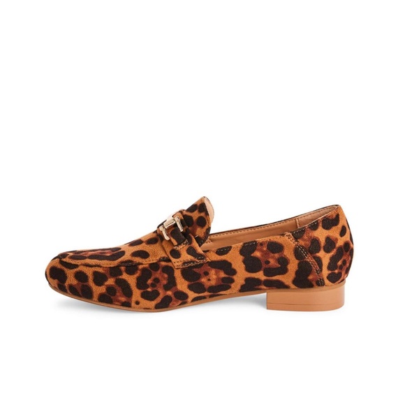 Time And Tru Leopard Print Slip On Low Block Heel Barrow Loafers - Picture 3 of 5
